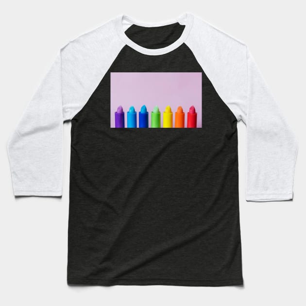 Rainbow Lipstick Baseball T-Shirt by NewburyBoutique